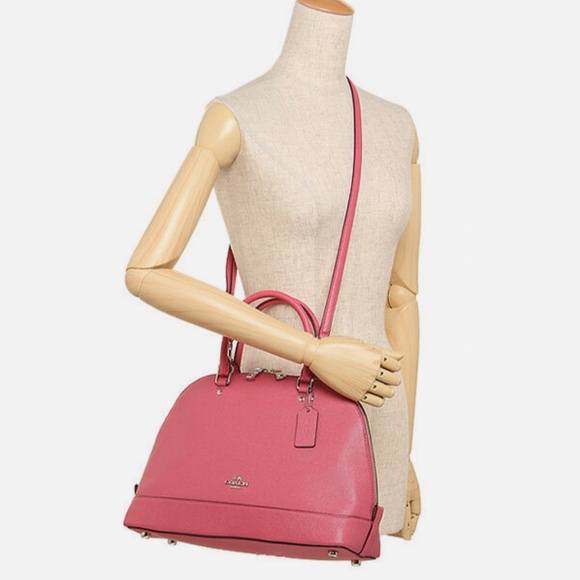 NWT Coach Sierra Satchel in Crossgrain Leather 57524 Silver / Strawberry - Picture 2 of 4